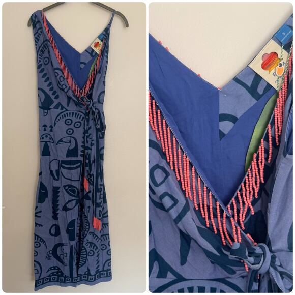 FARM Rio for Anthropologie Dresses & Skirts - Farm Rio for Anthropologie Beaded, Wrap Toucan Dress